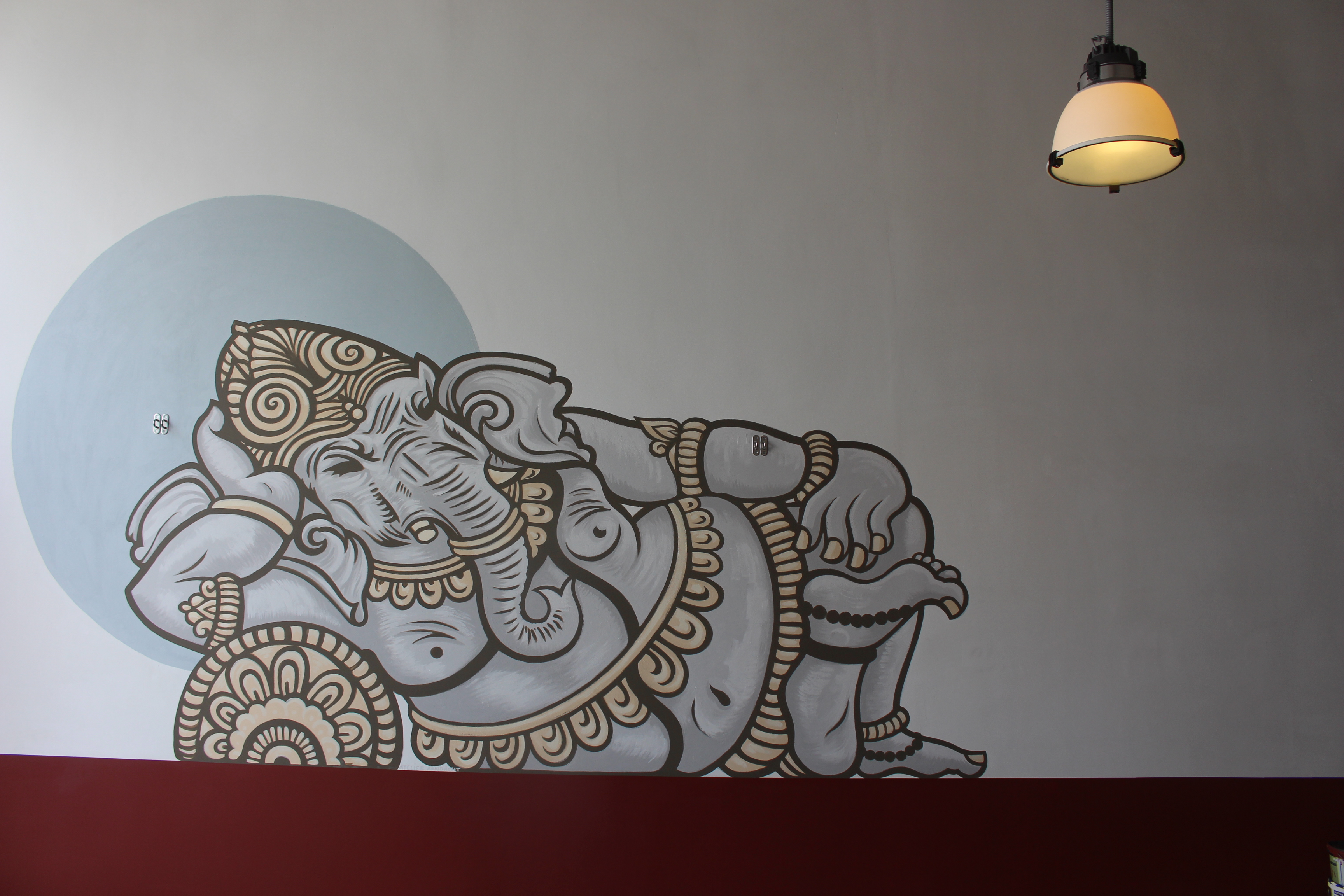 Ganesha muurschildering door Atelier Aandacht